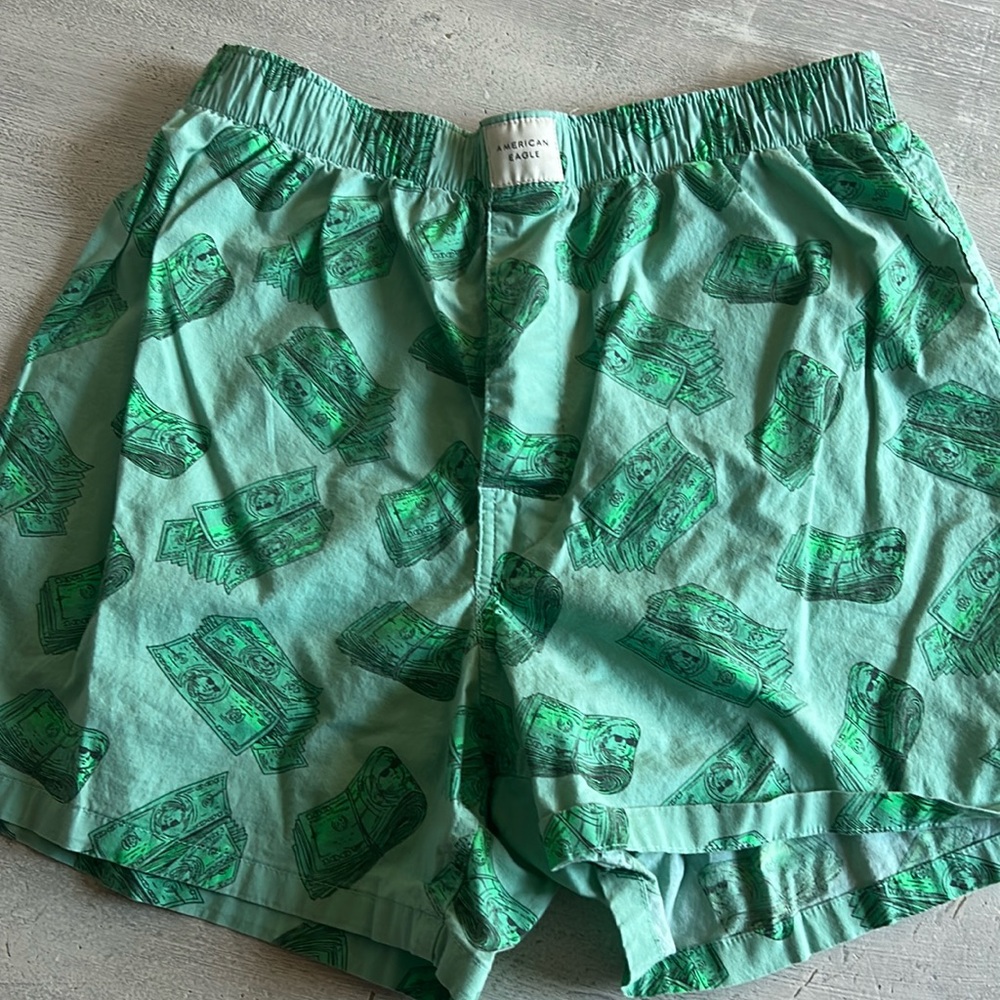 Men's American Eagle Elastic Waist Plaid Cotton Boxer Shorts Medium size 32-34